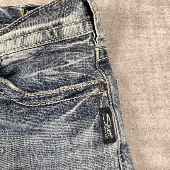 Silver Jeans Mens 34x32 Blue Denim Eddie Straight Y2K Faded Thick Stitch - Picture 5 of 16